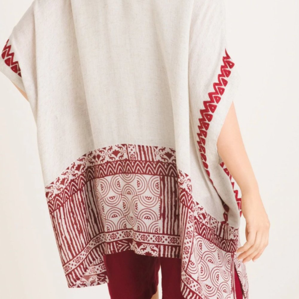 MIXED-PRINT RUANA WRAP - Picture 5 of 6